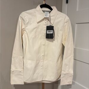 Max Mara Sportmax snap Faux Leather Germana Shirt. US Size 4. NWT. MSRP $ 425